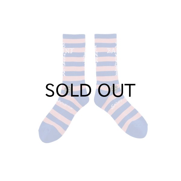 画像1: SAINT Mxxxxxx (SOCKS_BORDER) BLUE-PINK (1)