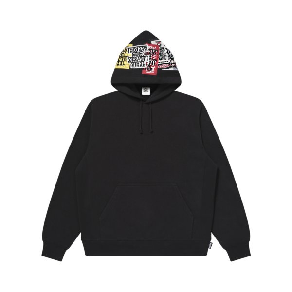 画像1: BLACK EYE PATCH (ASSORTED LABELS EMBROIDERED HOODIE) BLACK (1)