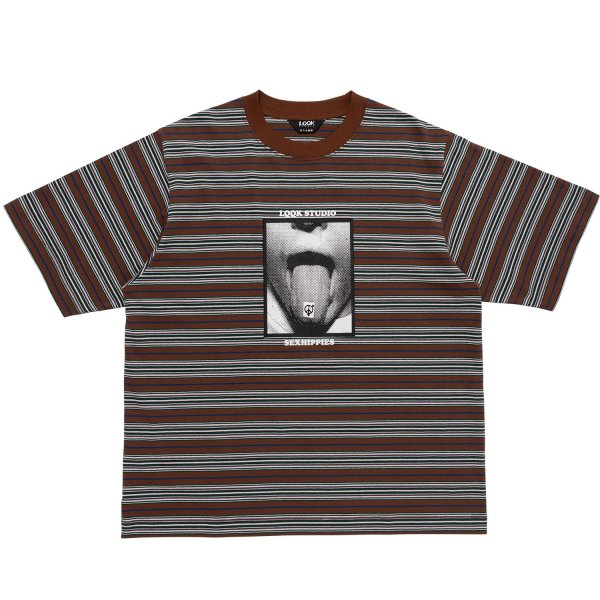 画像1: LQQK STUDIO (MULTI BORDER TEE SEXHIPPIES COLLABORATION) BROWN (1)