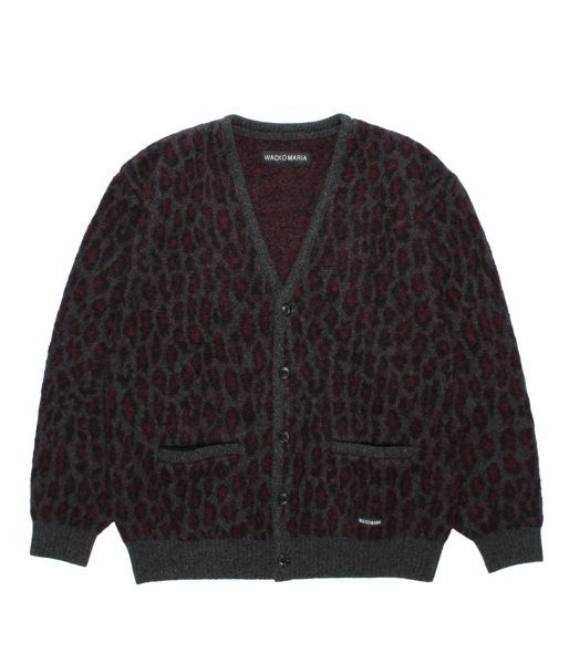 画像1: WACKO MARIA (LEOPARD MOHAIR JACQUARD CARDIGAN) CHARCOAL (1)