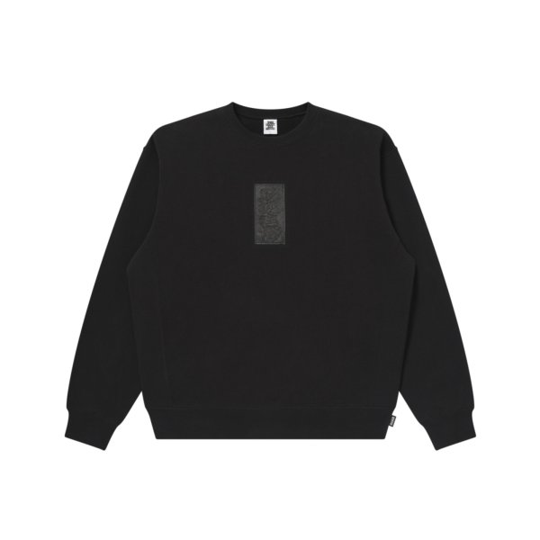 画像1: BLACK EYE PATCH (HWC LEATHER PATCH CREW SWEAT) BLACK (1)