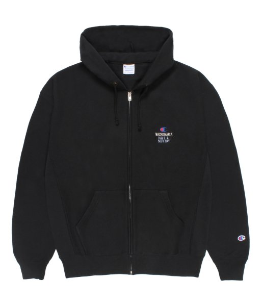 画像1: WACKO MARIA (CHAMPION REVERSE WEAVE FULL ZIP HOODED SWEAT SHIRT) BLACK (1)