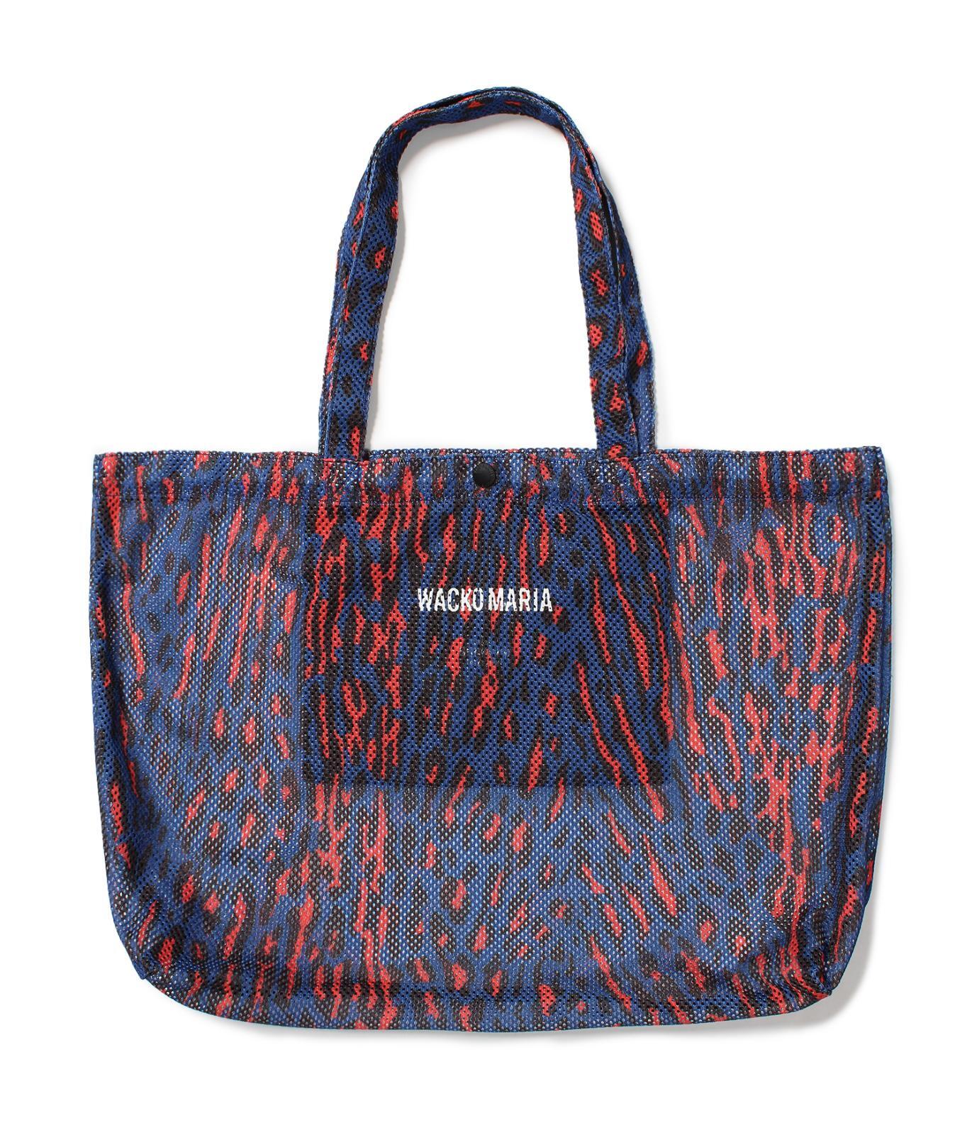 バッグ WACKOMARIASPEAK EASY / LEOPARD TOTE BLUE WACKO MARIA (SPEAK EASY / LEOPARD MESH TOTE BAG) BLUE - FAMLEST